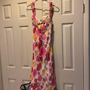 Possibility 100%silk floral mid length dress